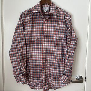 L.L. Bean Men's Orange and Blue Checkered Shirt